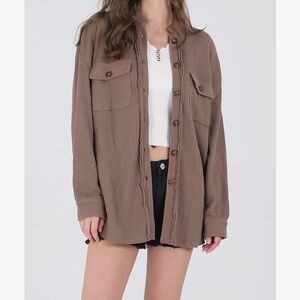 Brown waffle knit shacket